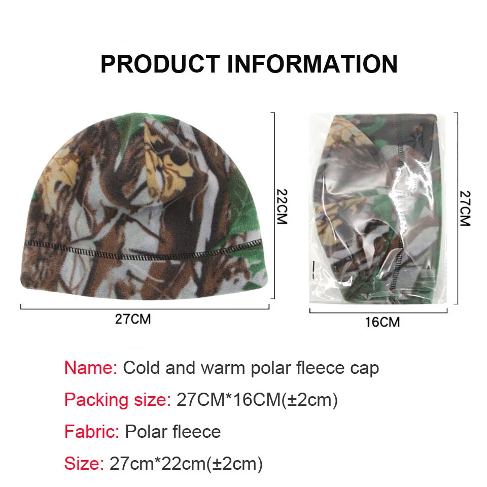 GTUBIKE New Camouflage Beanie Hat Soft Polar Fleece Caps for Autumn Winter Men Outdoor Keep Warm Ear Protected Melon Street Cap