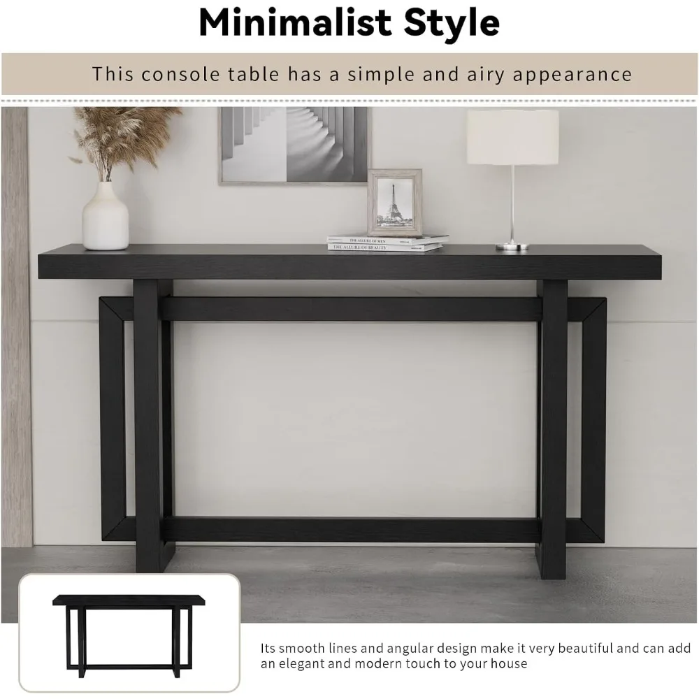 طاولة أريكة طويلة خلف الأريكة مقاس 59.05 بوصة لغرفة المعيشة، وطاولة وحدة تحكم في المزرعة مع مساحة تخزين، ومدخل ضيق