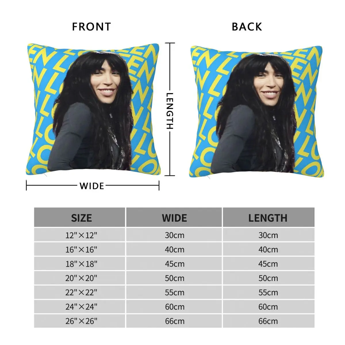 Queen Loreen Eurovision Square Pillowcase Polyester Linen Velvet Printed Zip Decor Pillow Case Sofa Seater Cushion Cover