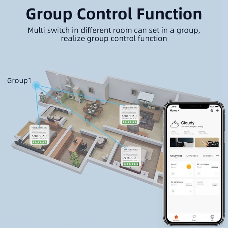 4-Way On/Off Switch Graffiti Smart Wifi Smart 4-Way On/Off Switch Mini Concealed Box Switch