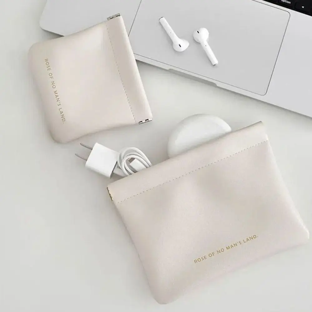 กระเป๋าถือแฟชั่นแบบเรียบง่ายสำหรับกระเป๋าเครื่องสำอางค์พกพาลิปสติกกระเป๋าใส่เครื่องสำอางขนาดเล็กหนัง PU เครื่องประดับแบบพกพาผู้หญิงหญิงสาว