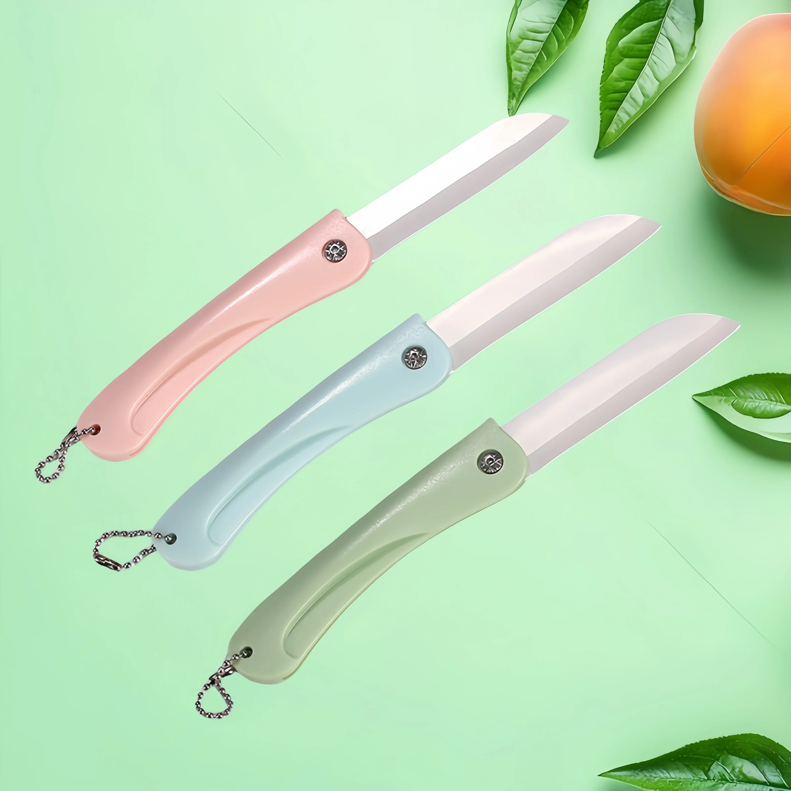 

Outdoor Folding Knife Edge Ceramic Fruit Knife Cutting Tools Portable Chain Multi-functional Camping Pocket Folding Knife