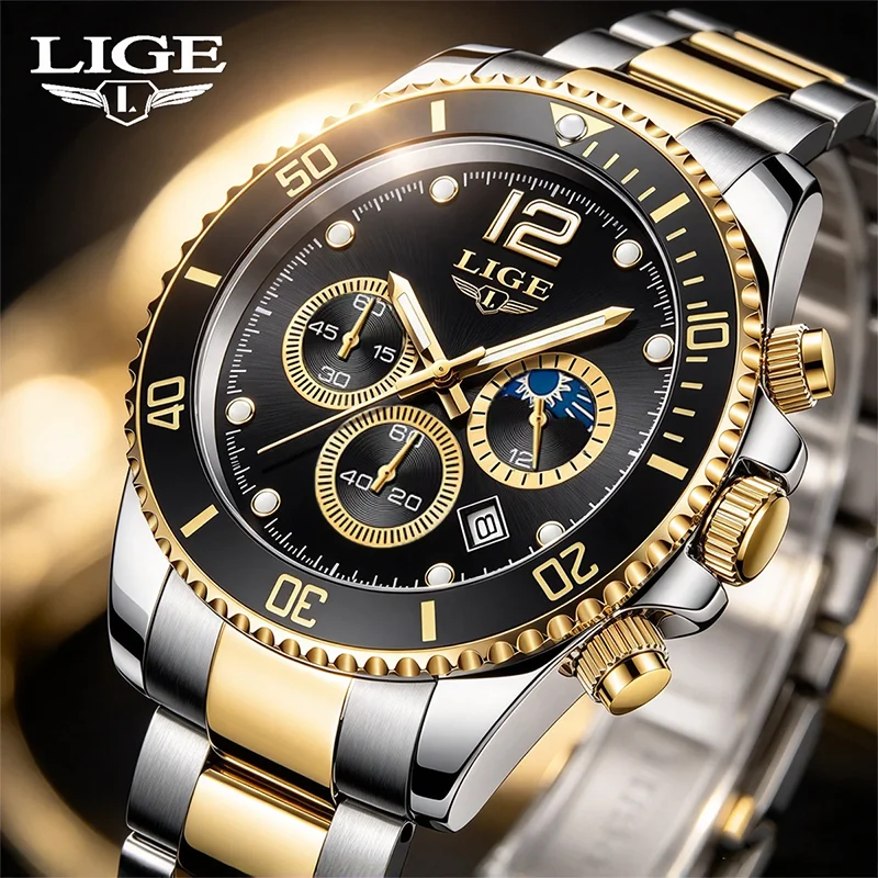LIGE 2026 Quartz Wristwatch Fashion Business Men's Watches Waterproof Man Clock Luminous Watches For Men Reoojes De Hombre+BOX