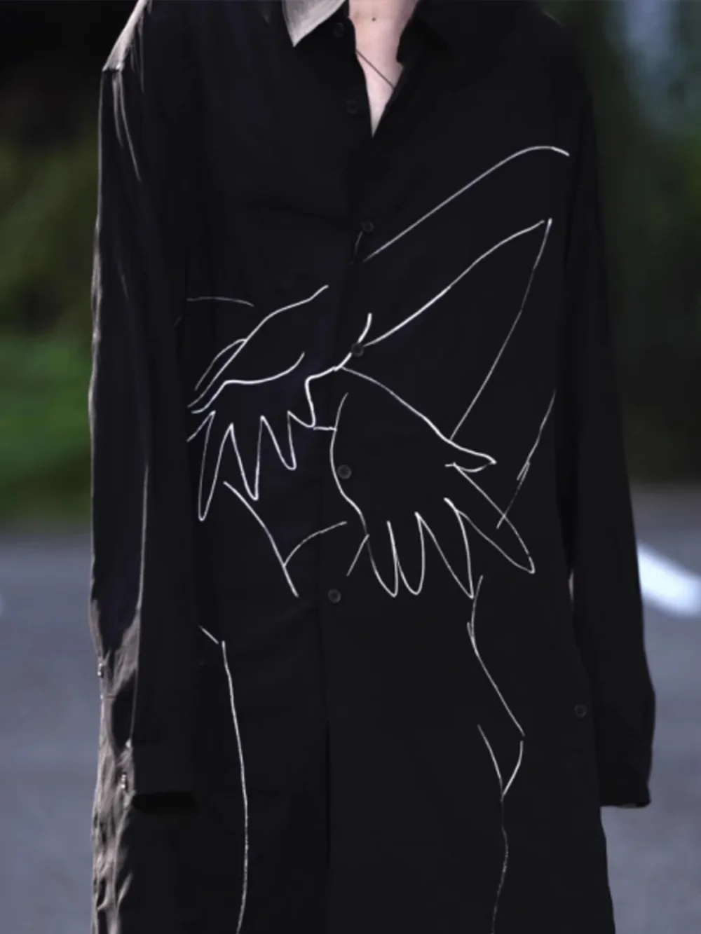 Japanese Style High Street Original Dark Design Shirt Tops Men's Unisex Angel Embrace Freehand Shirt Men Clothing