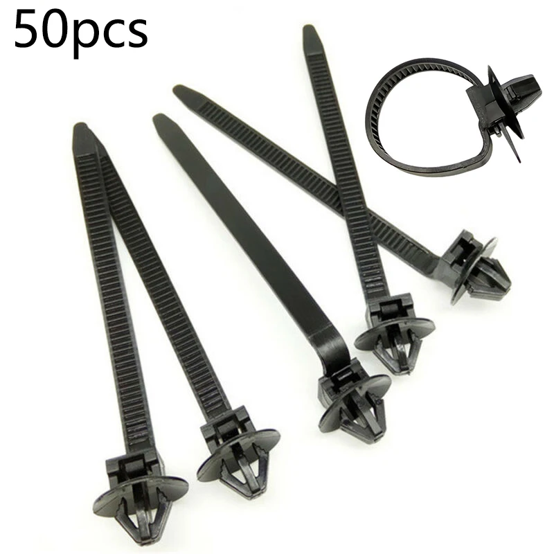 50pcs fascette per cavi in Nylon avvolgenti Clip di fissaggio fisse Clip di fissaggio per auto fermacravatta per auto Kit di fissaggio per fascette con cerniera