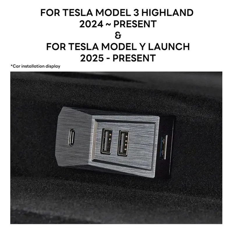 Glovebox USB Hub Docking Station For Tesla Model 3 Highland New Model Y Launch 2025 Juniper Type-C Port Splitter Data