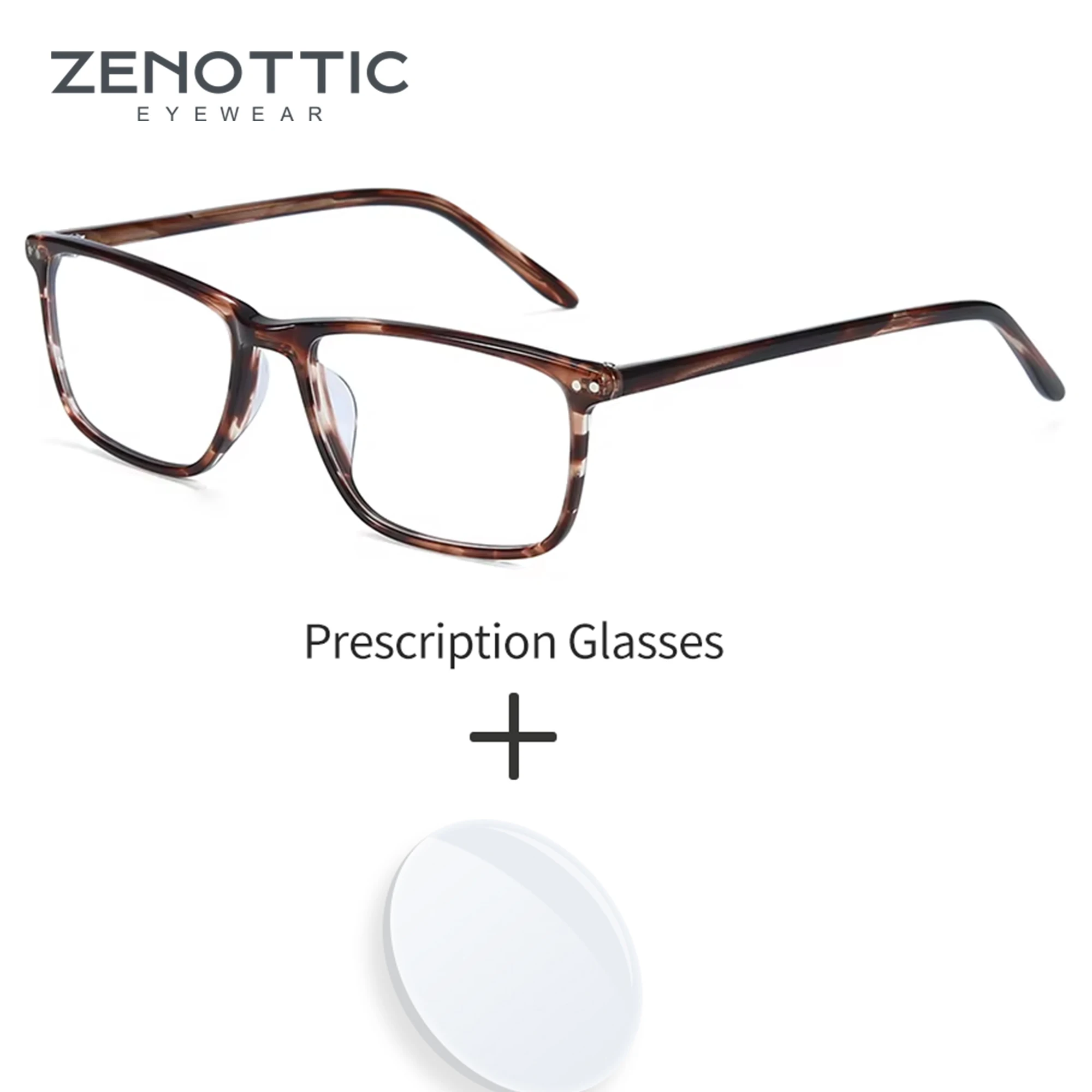 ZENOTTIC Prescription Glasses Acetate Square Optical Eyewear Anti-blue light Hyperopia Myopia Photochromic Women Men Eyeglasses