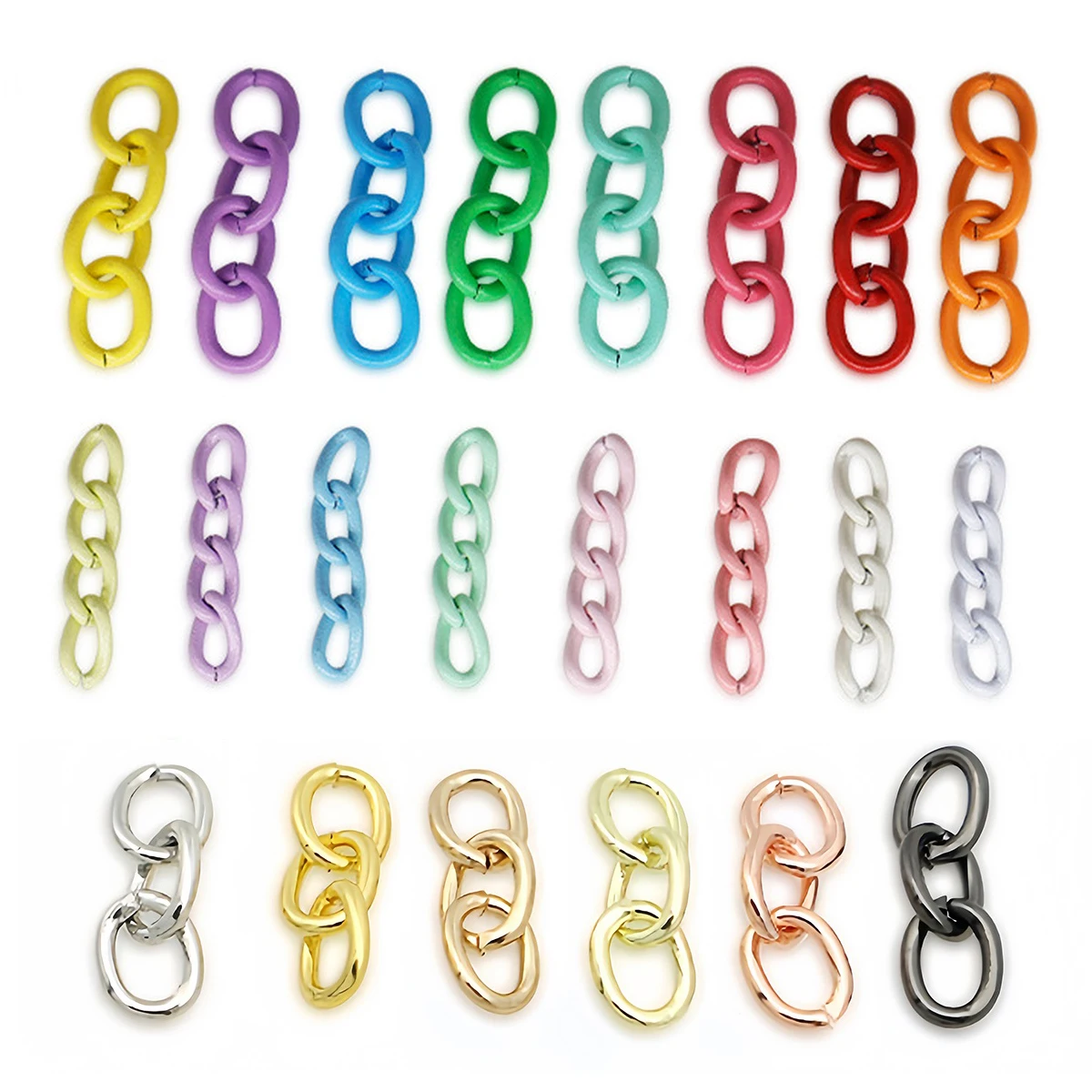 50pcs 21/27mm Colorful Keyring Extension Chain Tail Keychain Chain Connector for Necklace Bracelet Pendant DIY Jewelry Findings