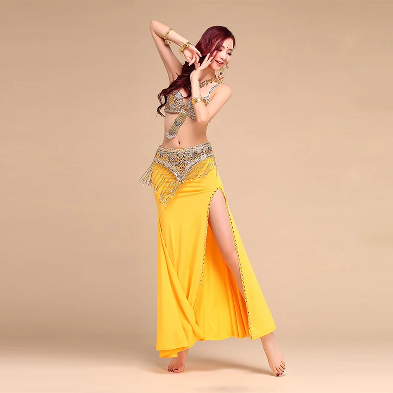 New Style Belly Dance Costume S/M/L 3pcs Bra&Belt&Skirt Sexy Dancing women dance clothes Set bellydance Indian wear 6 color