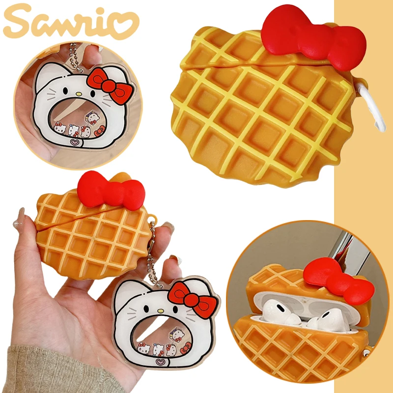 

Sanrio Hello Kitty Cartoon Waffle Earphone Case for Airpods 1 2 3 4 Pro Cute Silicone Protective Shell for Airpods Pro 2 Cover