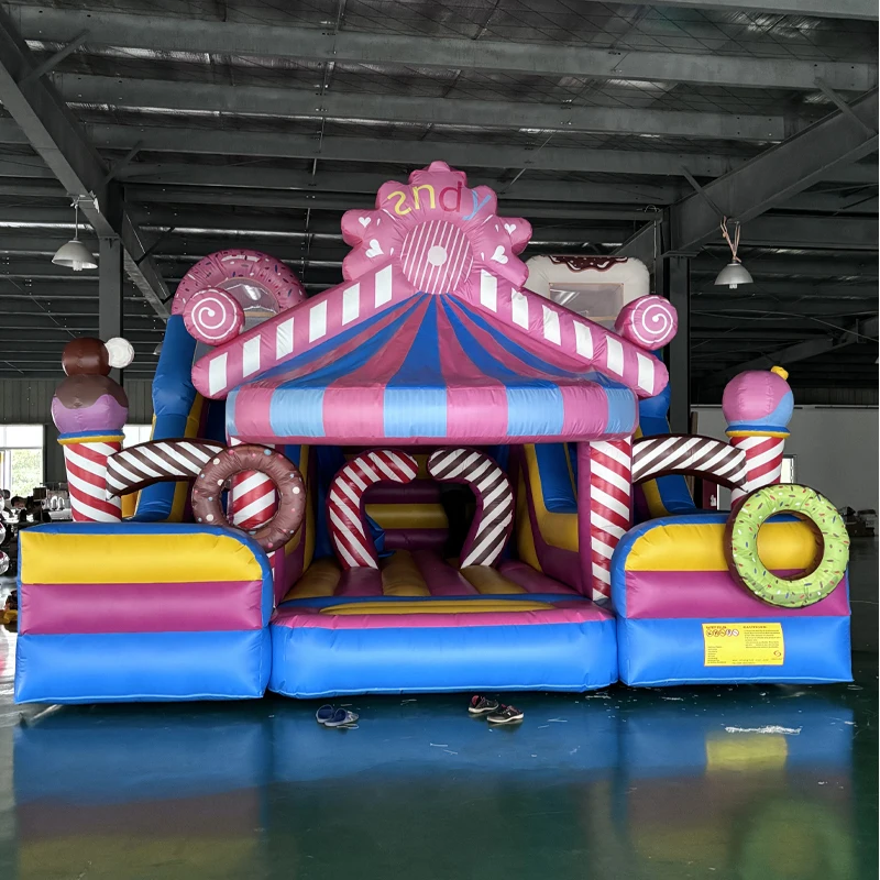 

Customizable Waterproof and Wear-resistant Inflatable Princess Pink Candy Trampoline Inflatable Castle Promotional Price