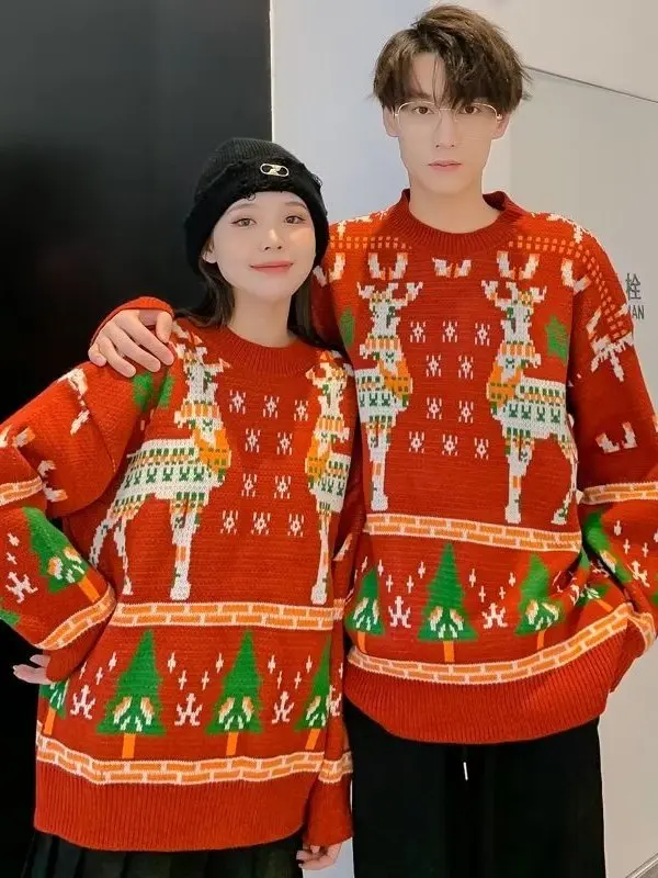 

Thiened Loose Cisas Knitted Sweater ex Warm Coat for Couples Lazy Sle Autumn Winter New Arrival Korean Version