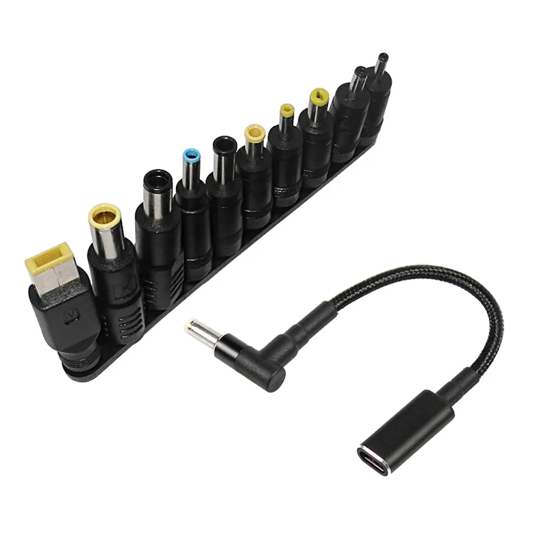

100W 65W Type C Universal Notebook Adapter Connector DC Jack USB-C Charging Cable Cord for Laptop 10pcs Set