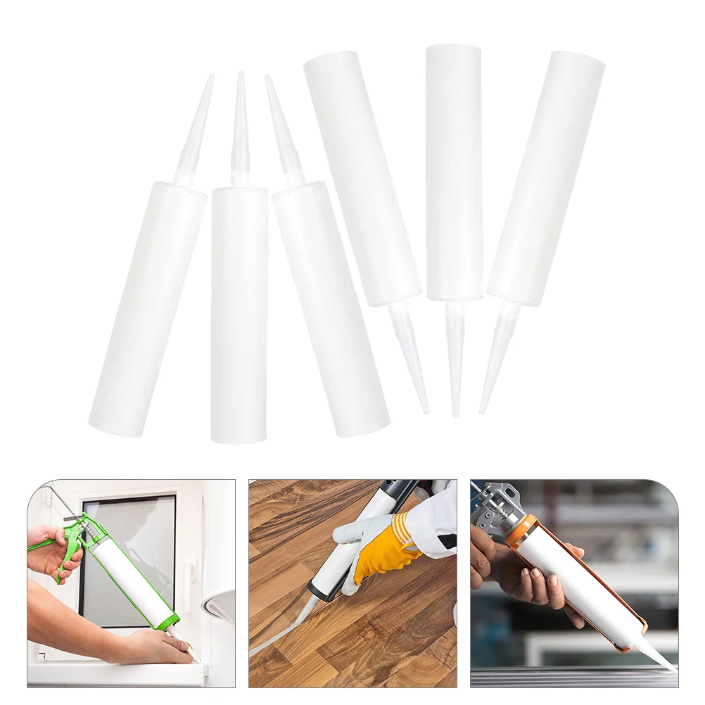 

Refillable Caulk Tubes Empty Hose Seal Caulking White Plastic Universal Sealant