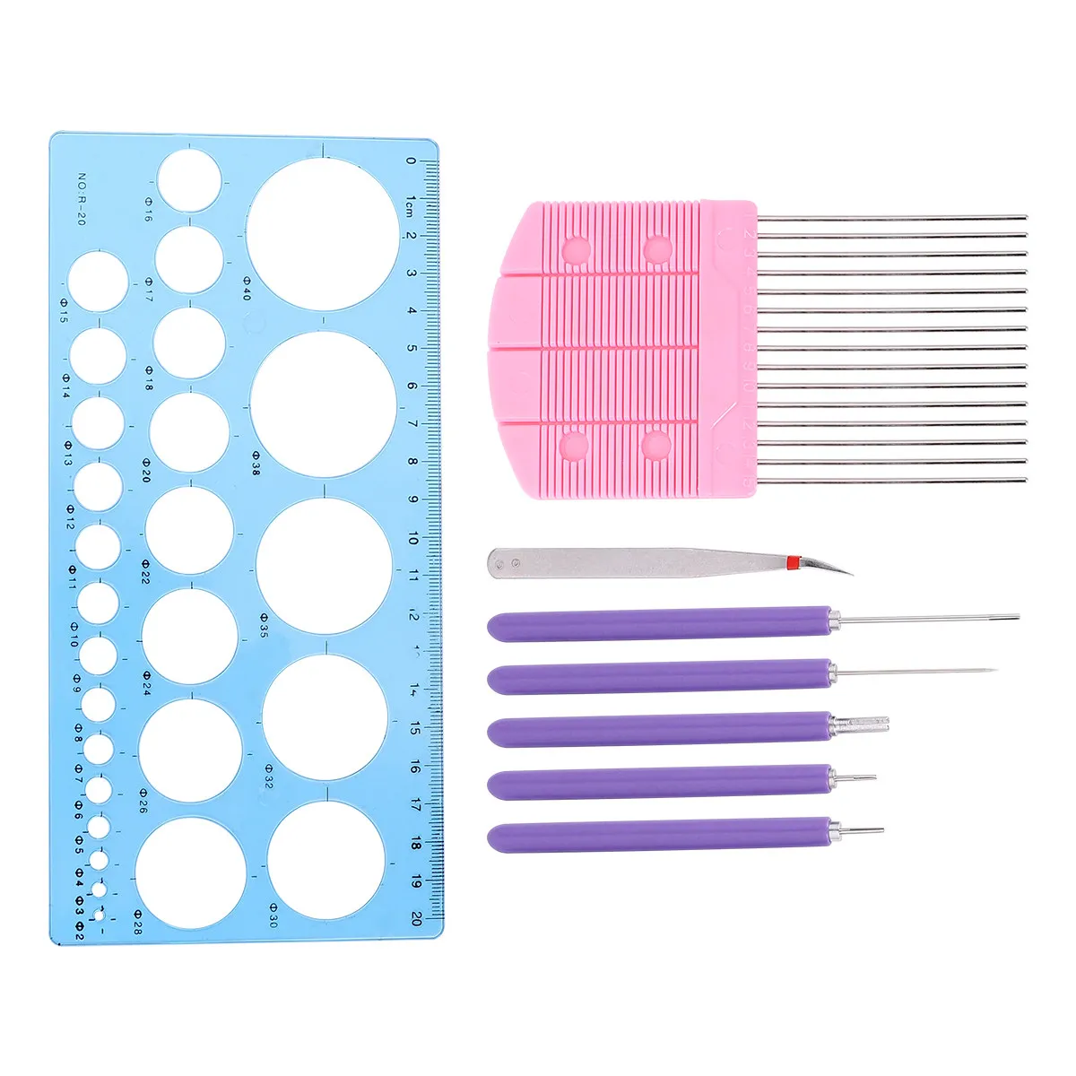 Paper Quilling Tool Set 8 Piece Stainless Steel Comb Ruler Pen Tweezers for DIY Crafts Art Projects