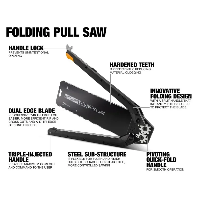 ToughBuilt TB-H4-21-2X Folding Pull Saw with Heavy Duty Steel Frame for Wood Cutting