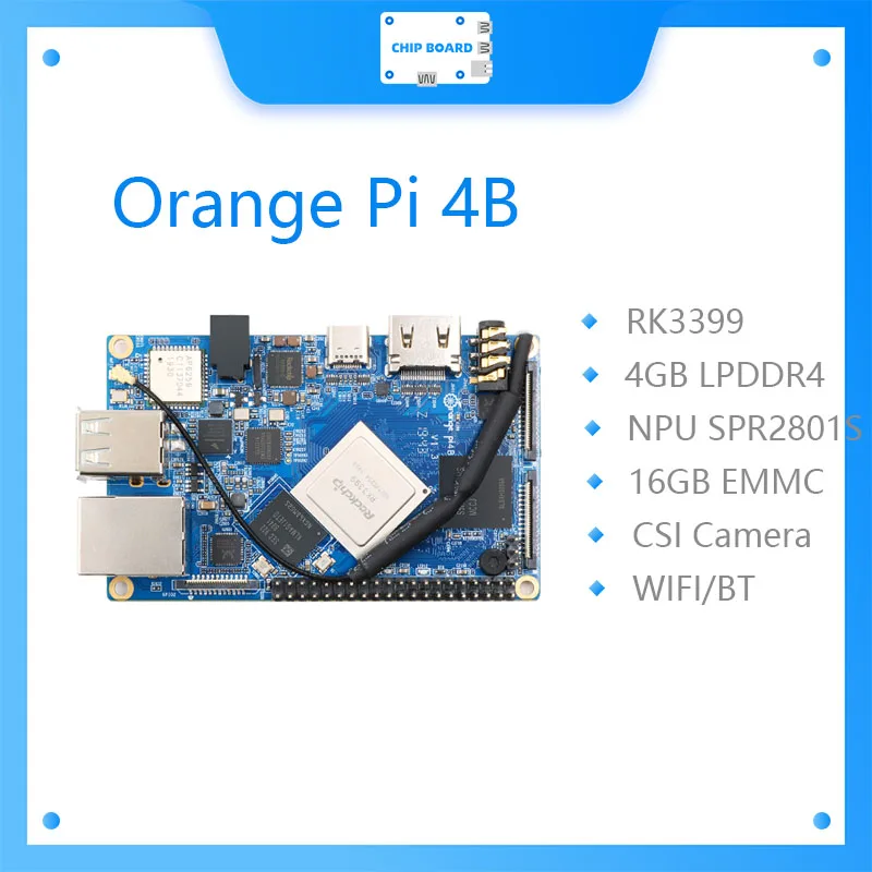 

Orange Pi 4B 4 ГБ DDR4 + 16 ГБ EMMC Flash Rockchip RK3399 с NPU SPR2801S Поддержка Android Ubuntu Debian