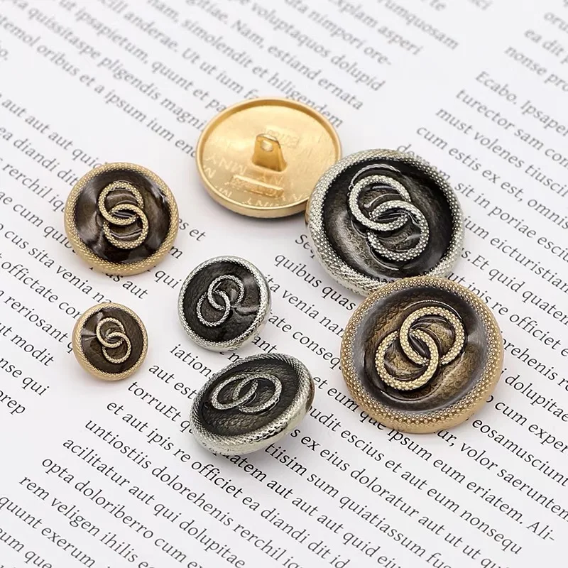 10pcs/lot 15/20/25 Fashion Vintage Buttons for Clothing Round Gold Clothes Buttons DIY Sewing Accessories Metal Blouse Buttons