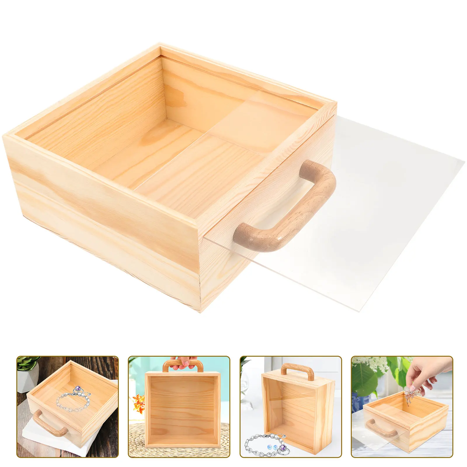 

Windowing Wooden Jewelry Storage Case Retro Sundries Organizer Portable Gift Candy Box Preserved Flower Box Gift Candy Holder