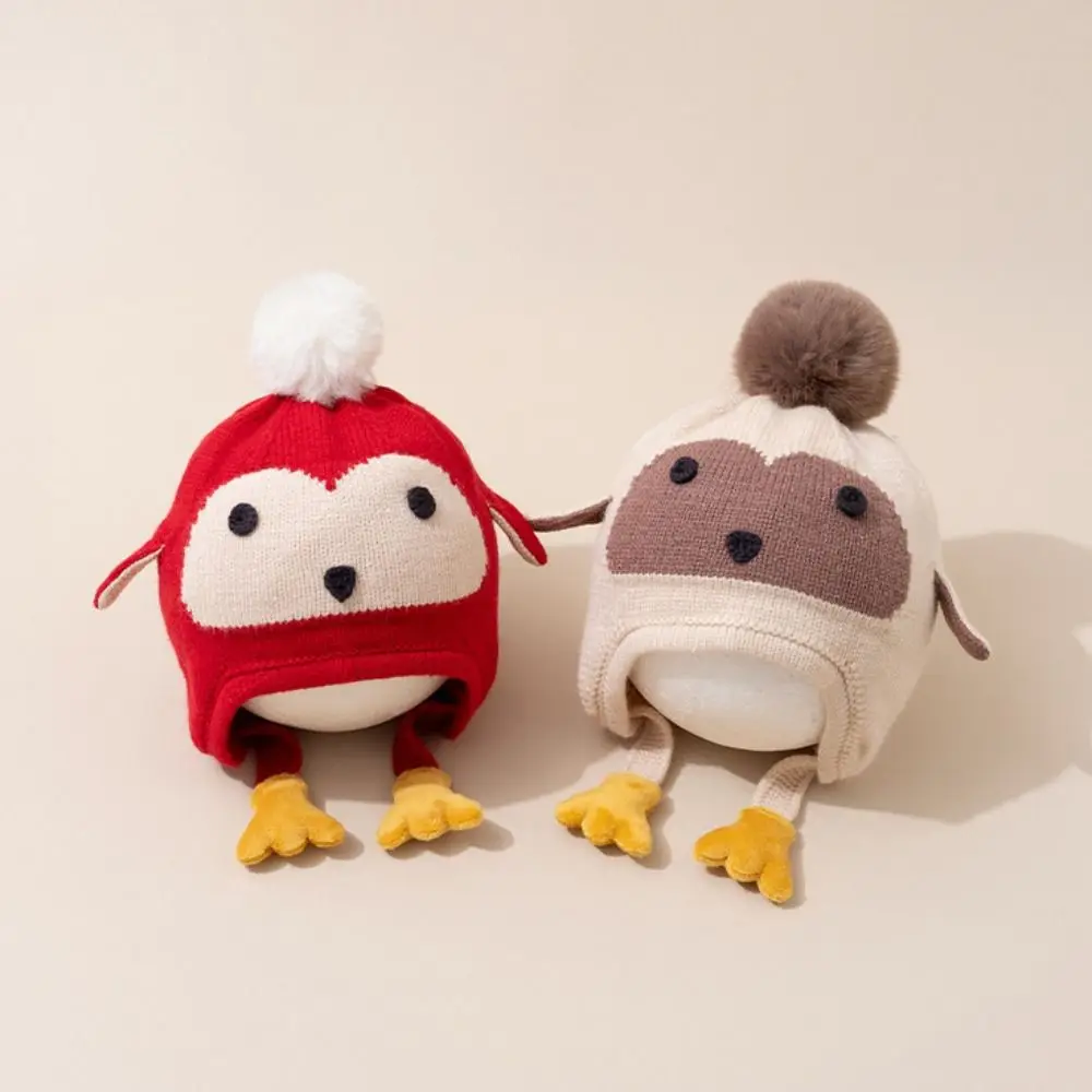 

Kawaii Cartoon Beanie Caps Penguin Coldproof Baby Ear Protection Hat Thickened Windproof Knitted Warm Hat Autumn and Winter