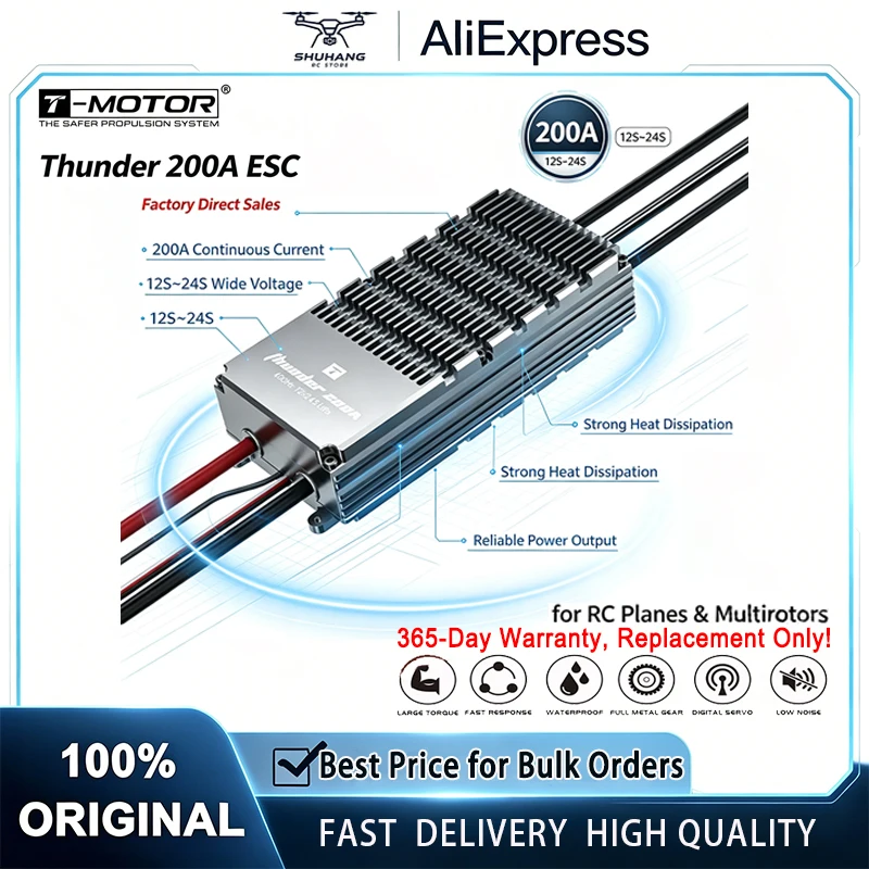 T‑MOTOR Thunder 200A 12S‑24S ESC For Helicopter Quadcopter Hexacopter VTOL Agricultural Multirotor UAV Drone