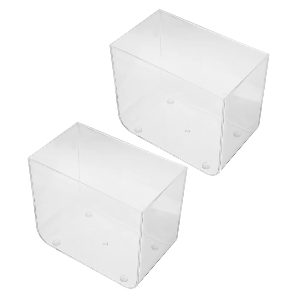 

2Pcs Open-Top Small Fish Tank Mini Clear Plastic Aquarium Desktop Square Betta Goldfish Turtle Tank Portable Rimless Aquarium