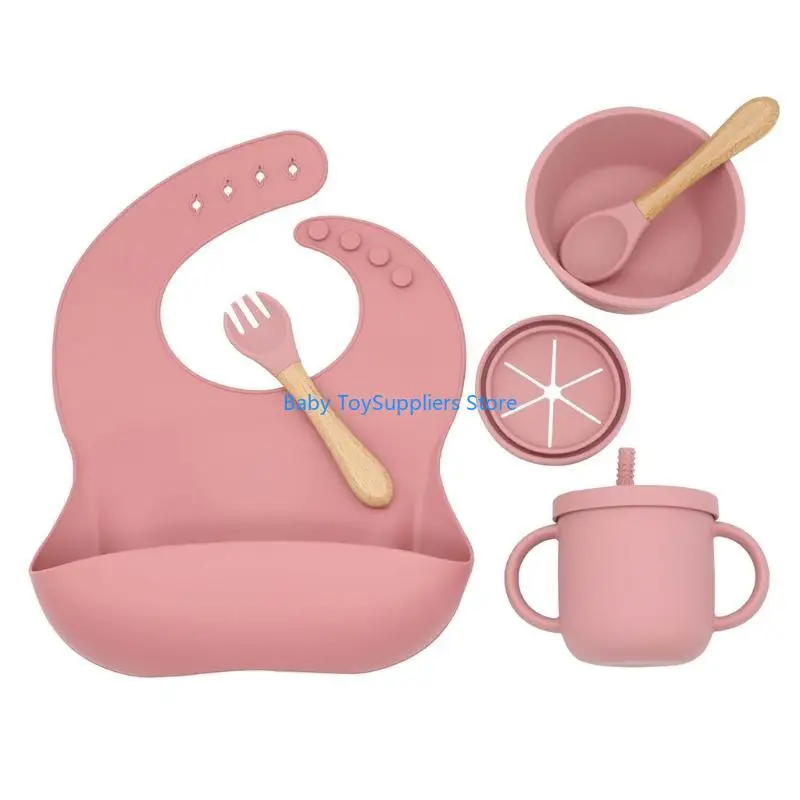 

R1WF 6 Pieces Children's Silicone Supplementary Tableware Set Fall Resistance