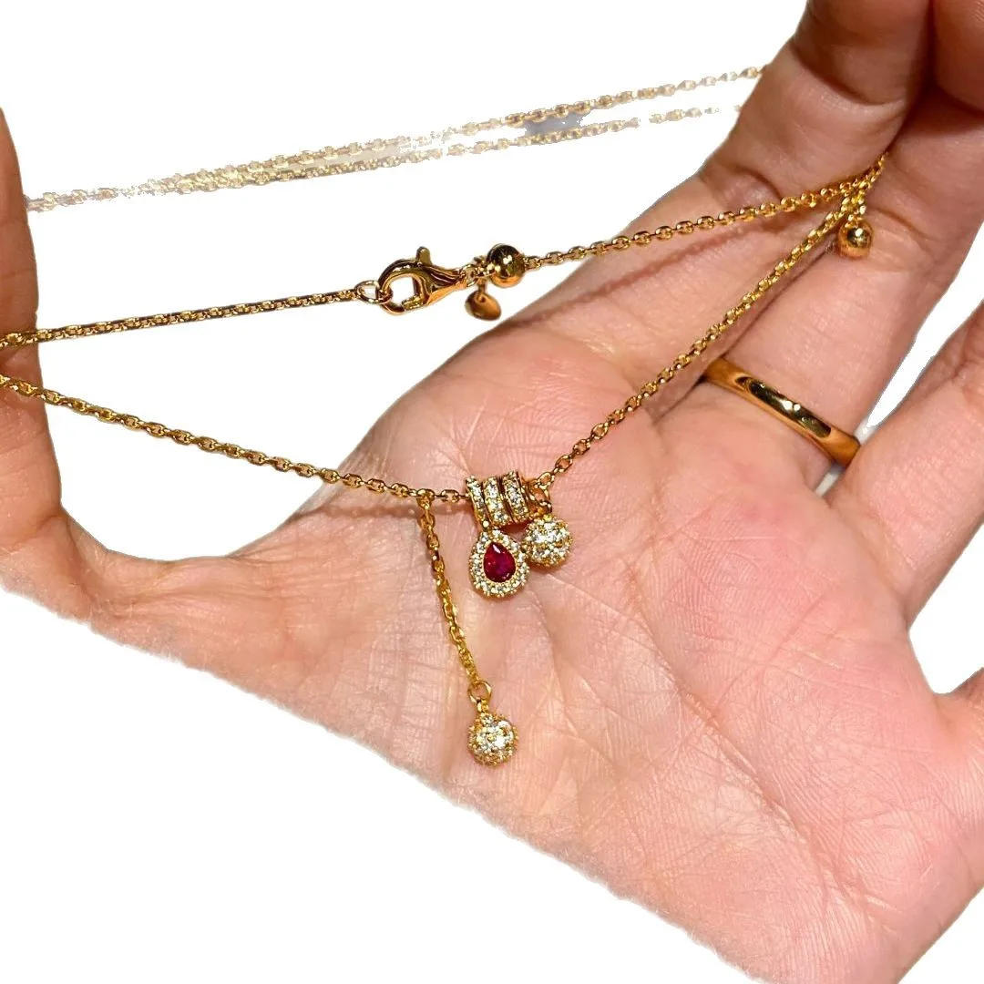 خمر رائعة فاخرة روبي الكرة الصغيرة قلادة مطعمة الماس موضة شرابات طوق سلاسل مجوهرات الزفاف الجميلة #6