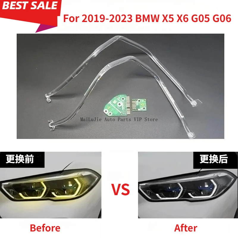 

Для BMW X5 X6 G05 G06 2019-2023 гг., белые светодиодные полосы с ангельскими глазками, европейская версия, балластные модули, чипы дневных ходовых огней
