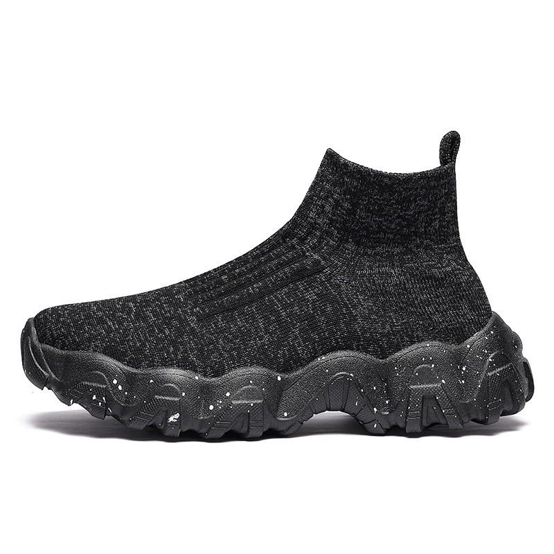 Men Shoes New Comfortable High-top Walking Shoes Women Lightweight Fashion Casual Sneakers Breathable Slip on Mens Loafers Black