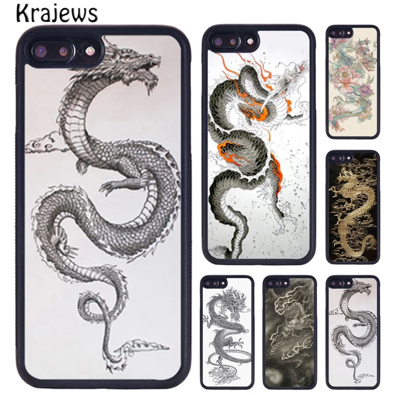 Krajews Ancient Japanese Dragon Phone Case For iPhone 16 15 14 X XR XS 11 12 mini 13 Pro MAX Plus cover shell coque