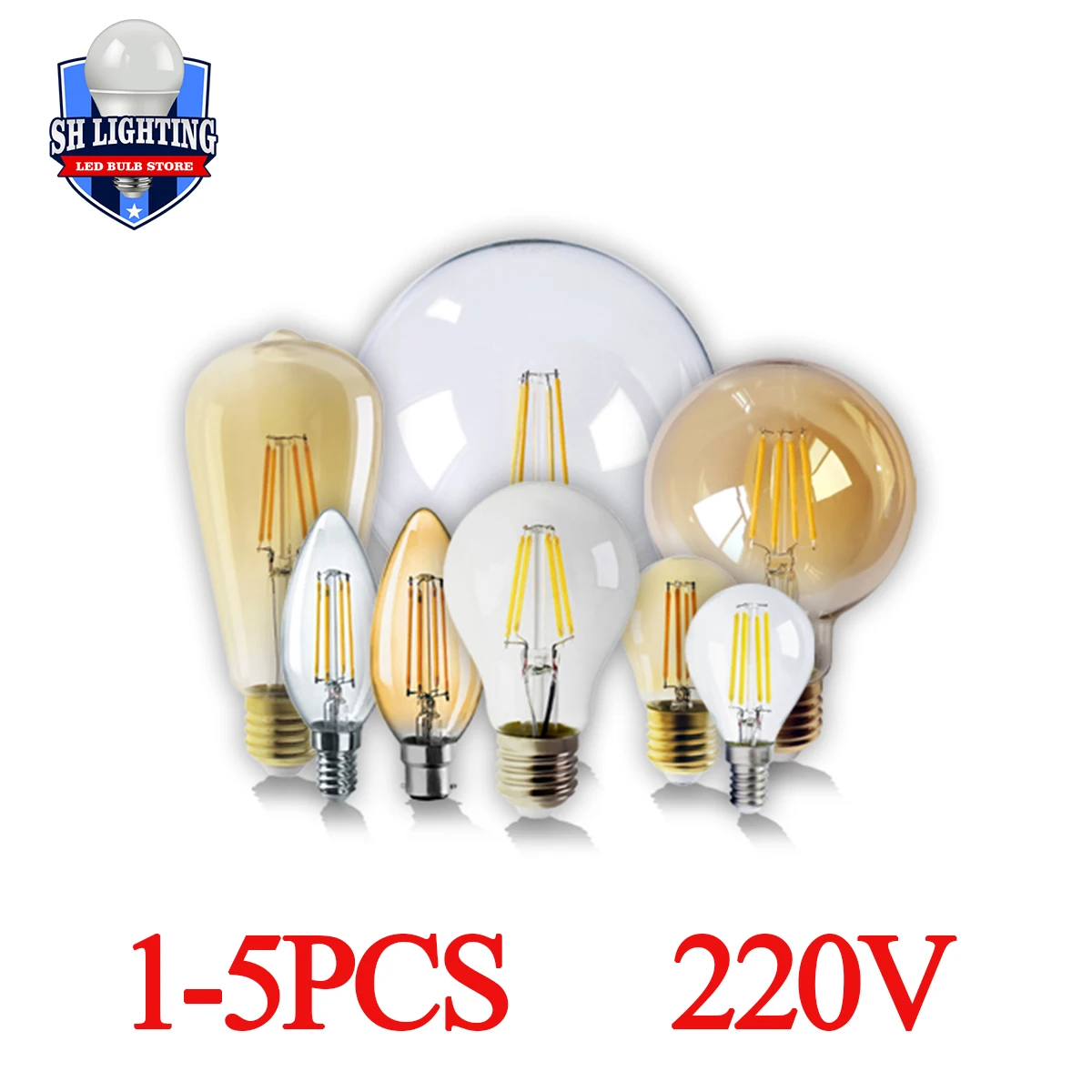 

LED Filament Bulb Retro Edison E27 E14 B22 Lamp AC220V Light Bulb C35 G45 A60 ST64 G80 G95 G125 Glass Bulb Vintage Candle Light