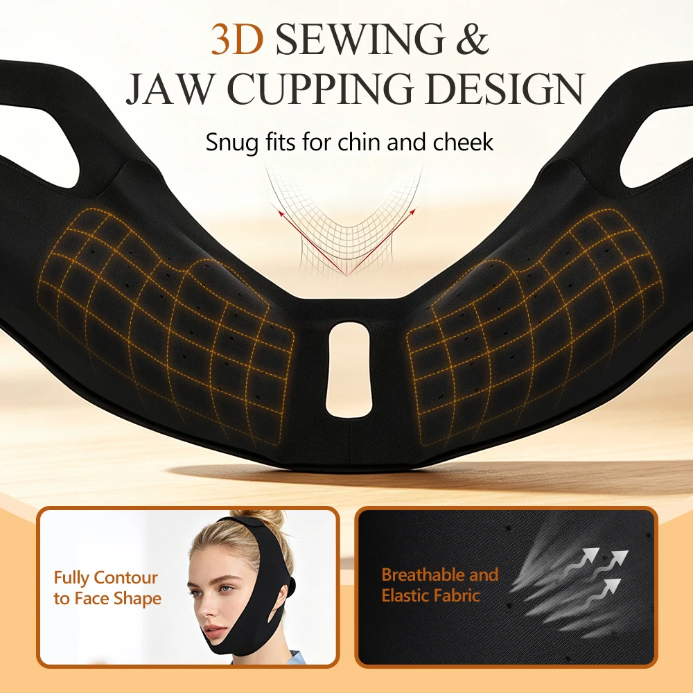 V Line Face Shaper with Hot Cold Gel Pack And Jaw Ice Pack - Reusable Face Lifting Belt Double Chin Slimming Strap for Teeth Gri view 5