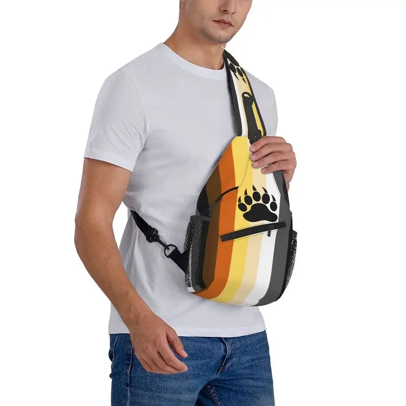 Mochila de viaje personalizada para hombre, bolso de hombro, cruzado, pecho, pata de oso, Animal, moda