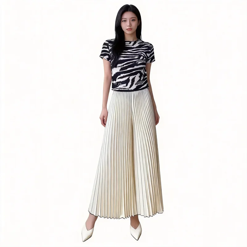 Miyake Pleated Wide-leg Pants 2026 New High-waisted Versatile Loose Drape Vertical Pleated Casual Pants for Women