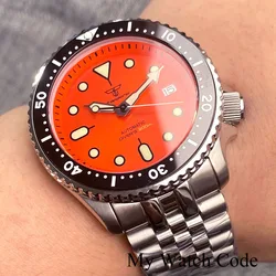 Tandorio Men Watches 41mm Diver Retro Luxury Sapphire NH35 Automatic Mechanical Vintage Watch 20Bar Luminous Orange SKX 120Click