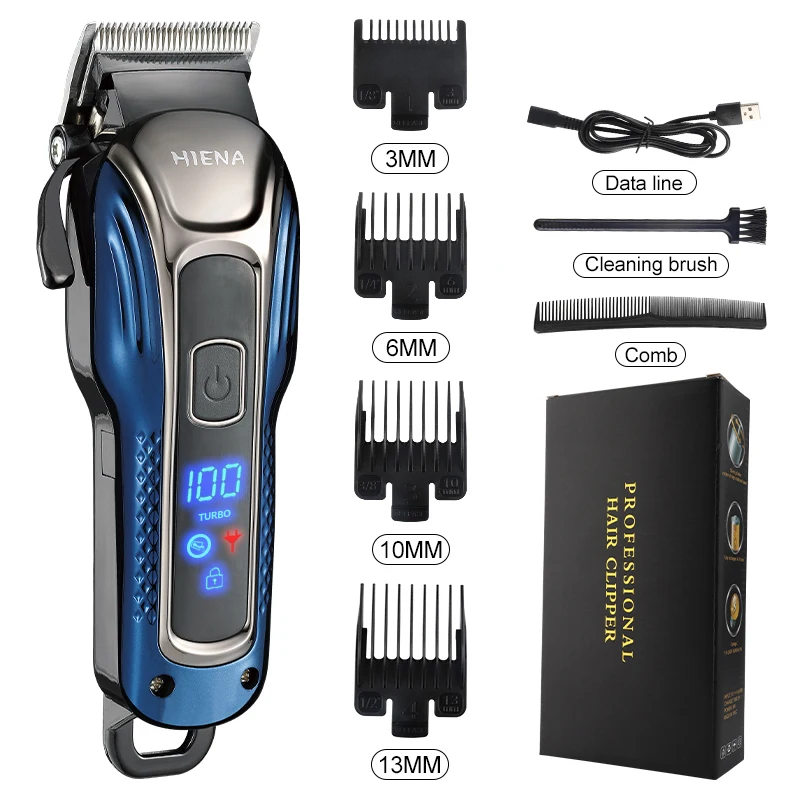 

HIENA Hair Clippers Smart Display 3000mah Powerful Battery Hair cutting machine 4 speed adjustment Barber shaving hair trimmers