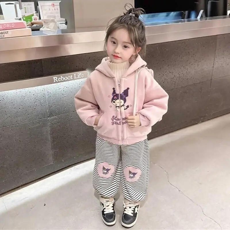 

Детский комплект с капюшоном из флиса, двусторонний флис для детей, девочек и малышей, осенне-зимний теплый утолщенный комплект из двух предметов