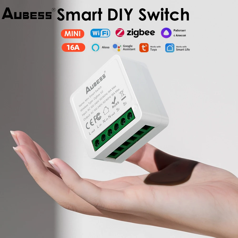 Tuya 16A MINI Zigbee Smart Switch fai da te modulo relè di controllo a 2 vie Timer per la vita intelligente funziona con Alexa Google Home 33 Alice