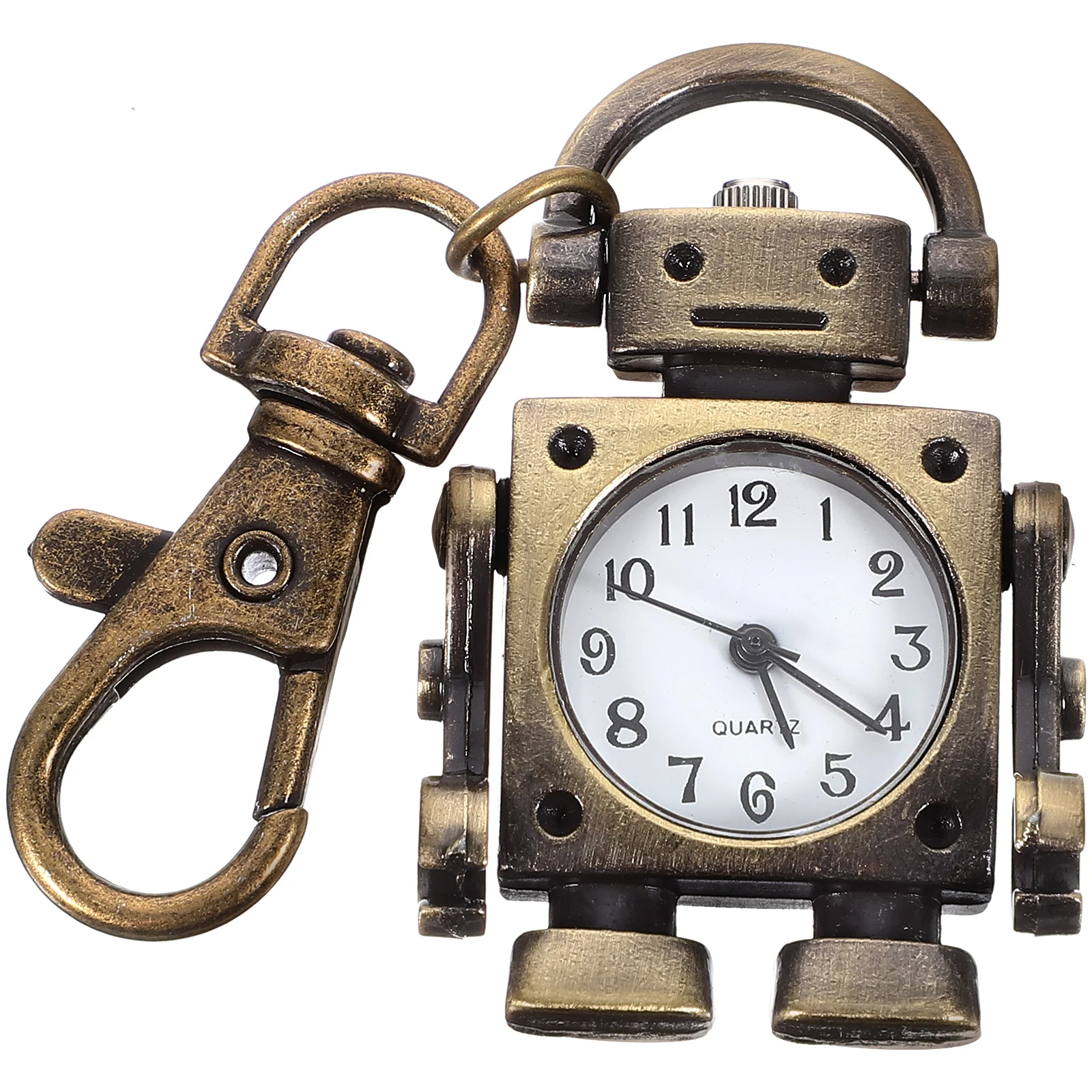 Robot Shaped Keychain Clock Pendant Pocket Watch Durable Long Use Gift Handbag Backpack Accessory