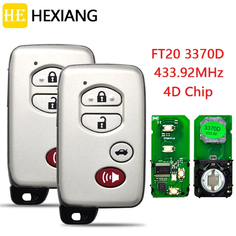 

HE Xiang Remote Control Car Key For Toyota Crown Prado Avalon Camry Lexus GT GS ES LS 433.92MHz 4DChip FT20 3370D Smart Card