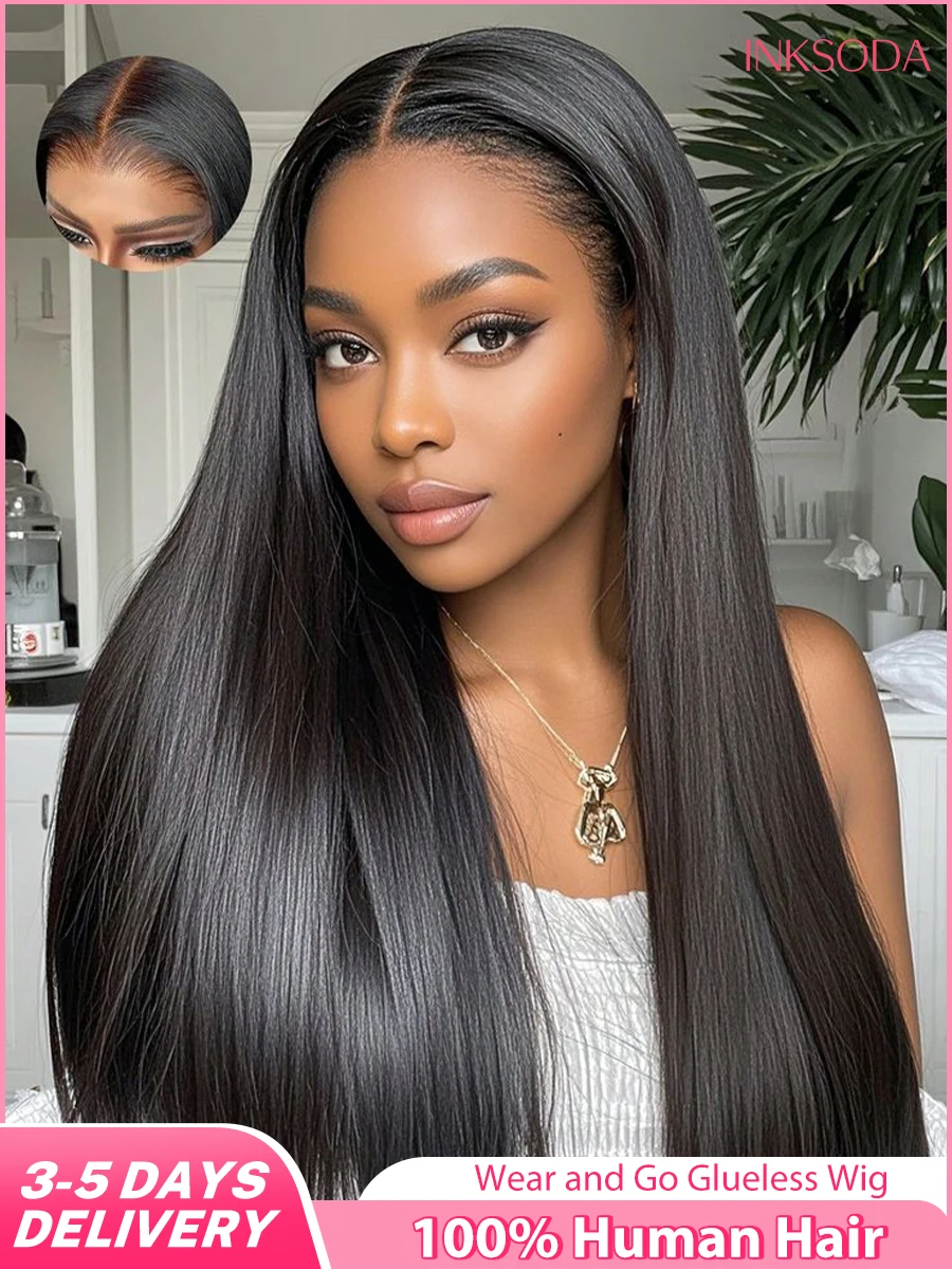 

Wear and Go Pre Plucked Pre Cut 30 Inch Bone Straight Ready to Wear Glueless Wigs Human Hair Lace Front Wigs Black Closure Wigs