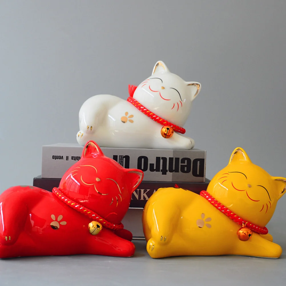 

Ceramic Cat Decorative Ornament Exquisite Craftsmanship Adorable Cartoon Figurine Home Festival Party Mini Model