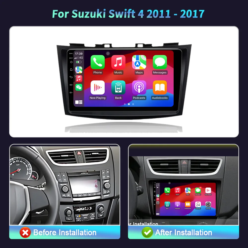 Wireless Carplay Stereo Head Unit Screen For Suzuki Swift 4 2011 - 2017 Car Radio Android 14 Multimedia Navigation