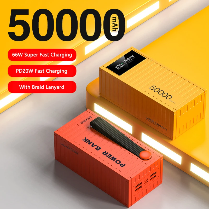 

50000mAh Power Bank 66W Super Fast Charging For iPhone 16 15 Huawei P50 Xiaomi Samsung PD 20W External Battery Charger Powerbank