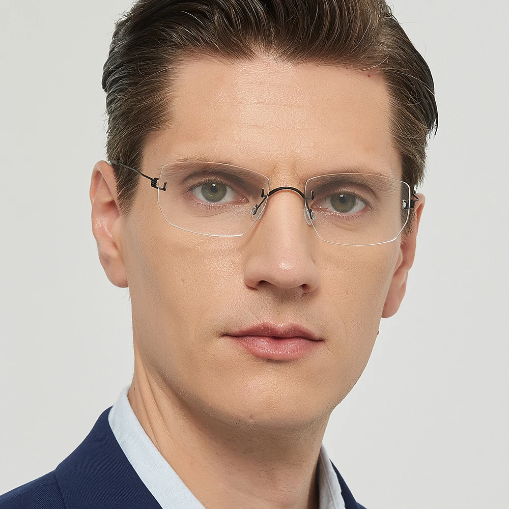 الدنمارك مربع بدون إطار النظارات الرجال النساء لا حافة النظارات الطبية الإطار بدون مسامير خفيفة بدون شفة النظارات البصرية #2