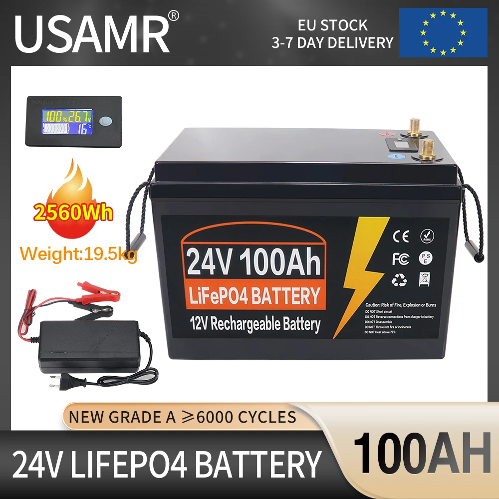 بطارية LiFePO4 جديدة 24 فولت 100AH 150AH 300AH بطارية ليثيوم فوسفات الحديد الشمسية 6000 + دورات مع خلايا BMS من الدرجة A للقارب RV #3