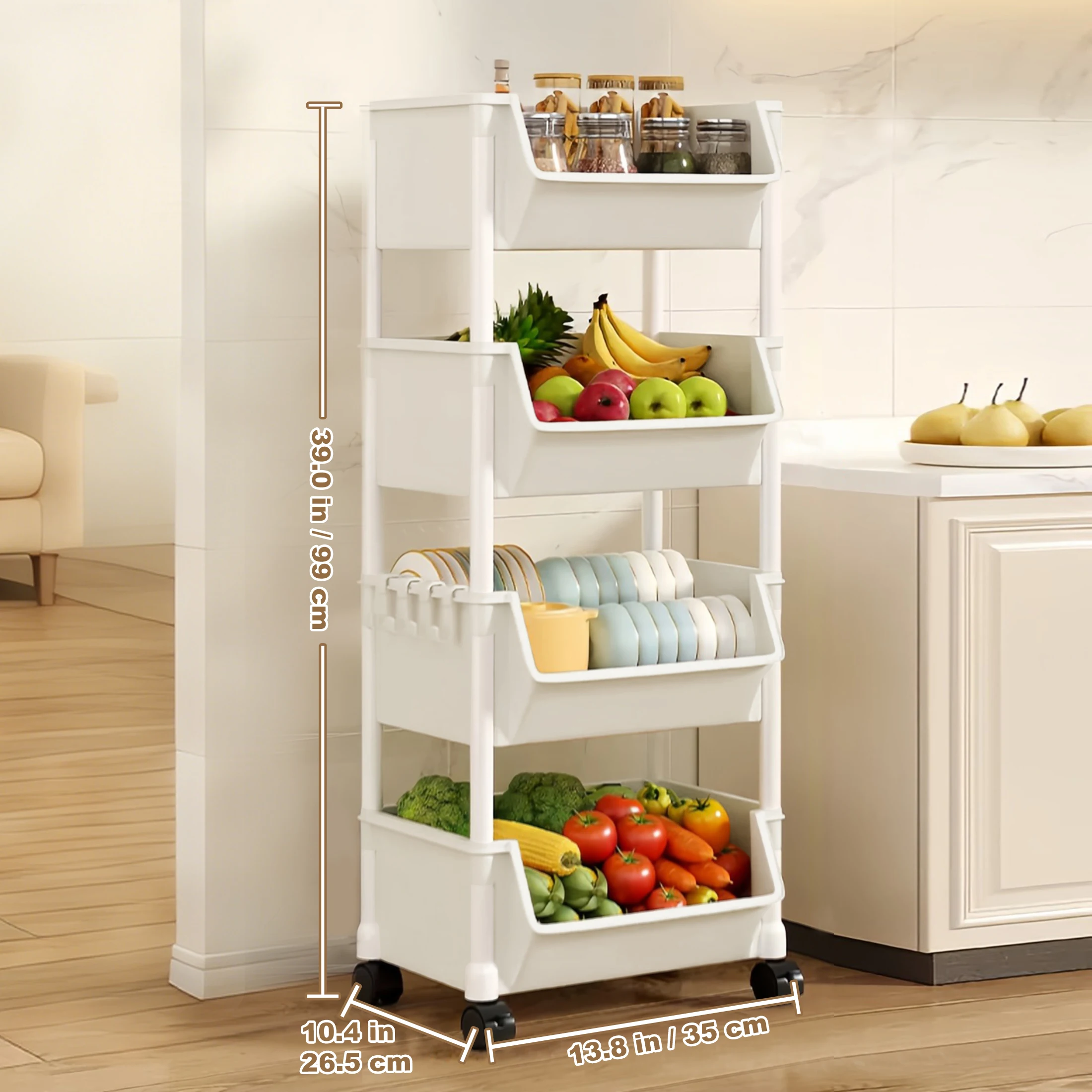 

Многослойная пластиковая тележка на колесиках для хранения офиса, гостиной, кухни, передвижной органайзер для хранения с колесиками