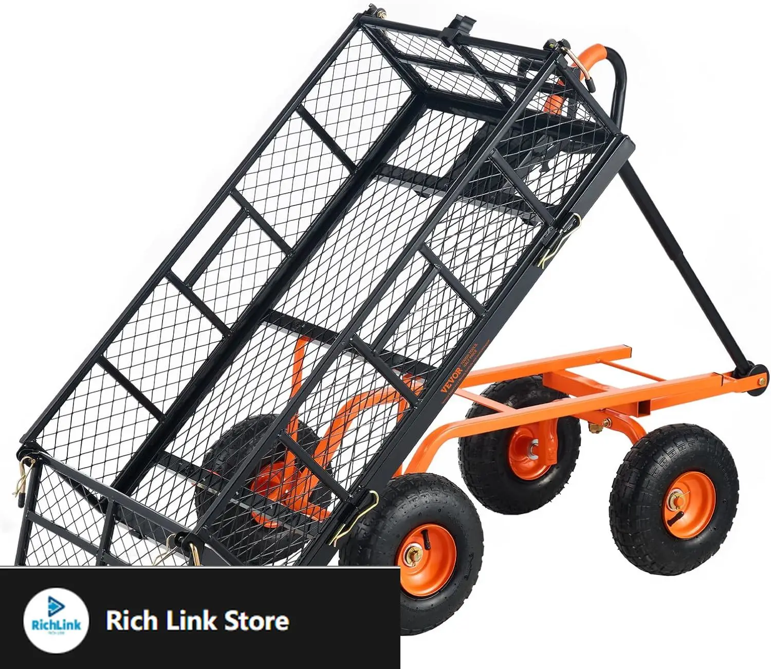 

Steel Garden Dump Cart, Heavy Duty Yard Dump Wagon Utility Wagon with Removable Sides