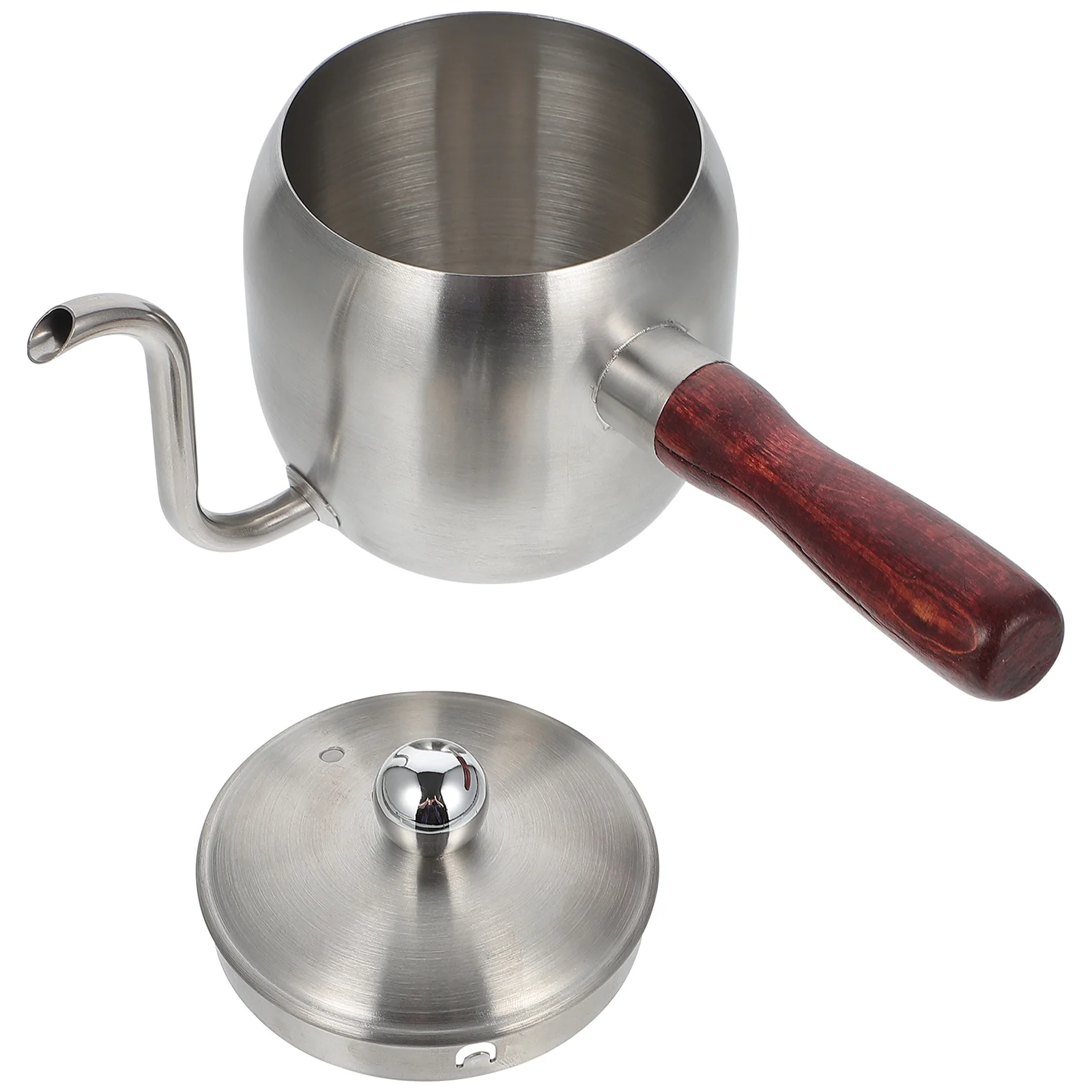 

1 pc Stainless Steel Pot Long Mouth Coffee Kettle Hand Brewing Tea Pot Heat Resistant Wooden Handle Coffee for Kitchen